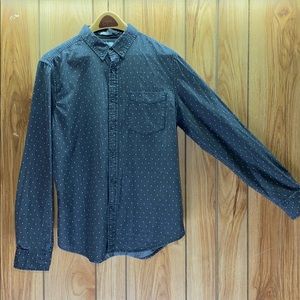 Faded black Denim & Flower polka dot button up